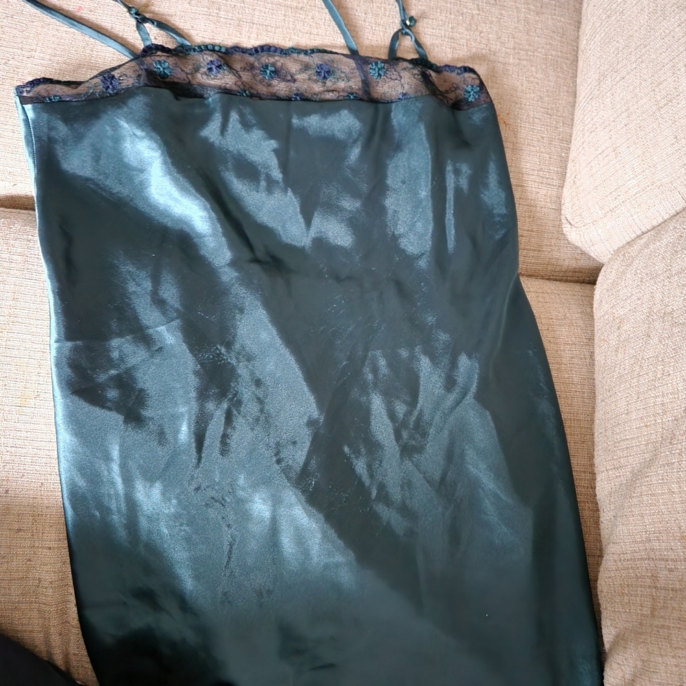 vintage green and black slip dress